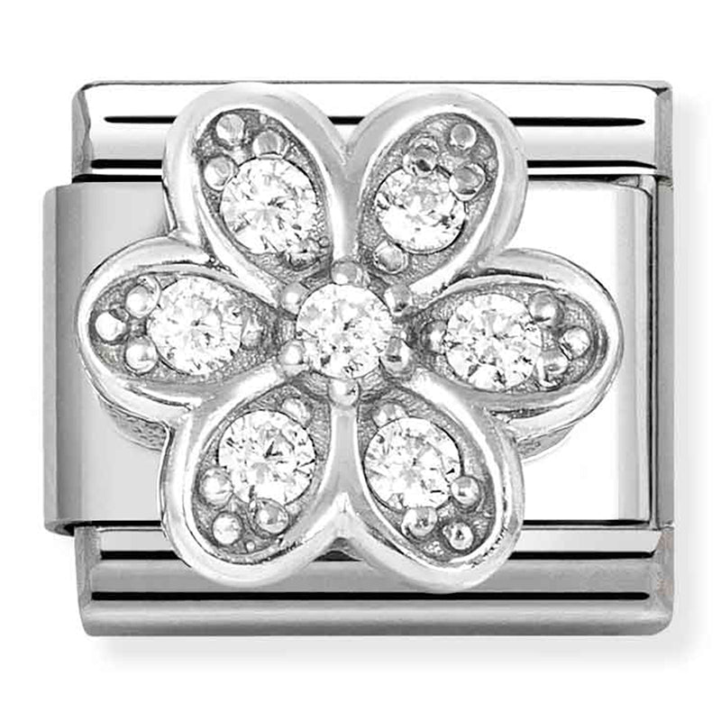 Silver Flower and Cubic Zirconia Link