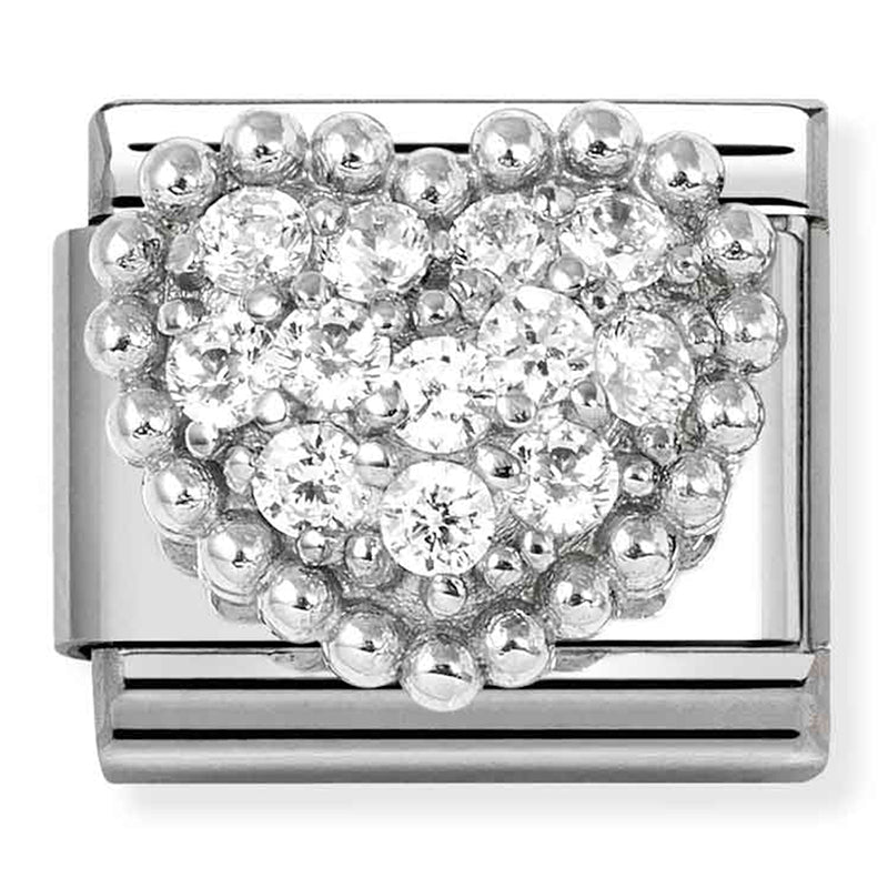 Silver Heart with Cubic Zirconia Link