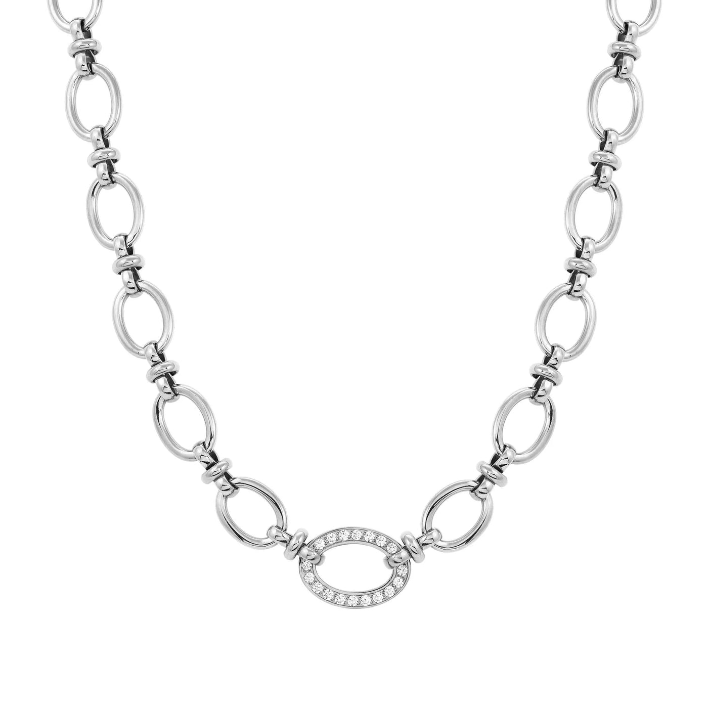 Affinity Stainless Steel Chain Necklace with White Cubic Zirconias